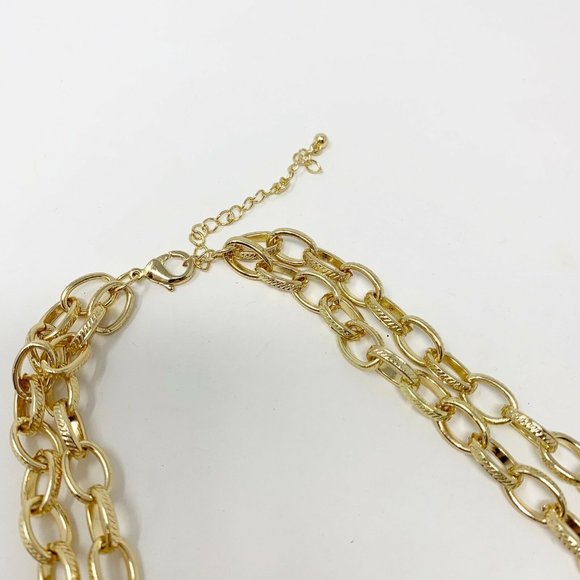 Womens Chain Link Necklace Gold Tone Chunky - Picture 3 of 4